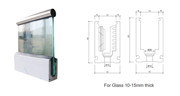 Aluminum U Channel Glass Shoe Railing System