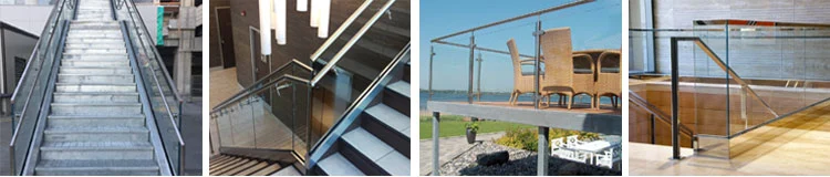 Safety U Channel Frameless Glass Railing for Balcony